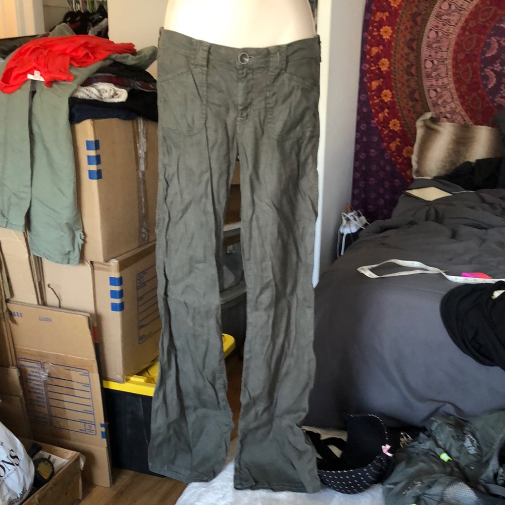 Level 99 Green Linen Pants, Size 27